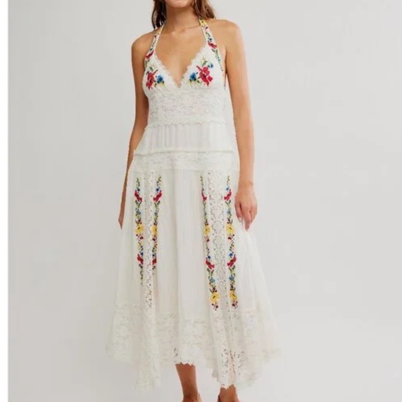 Free People Keila Midi Dress in Ivory sz XS NWT - Picture 4 of 7